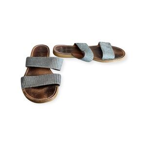 Seychelles sandals flats shoes silver brown Sz 7